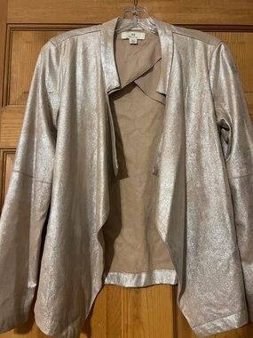 H by Halston Shimmery Taupe Open-Front Blazer
